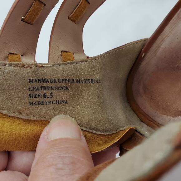 Restricted Womens Size 6.5 Leather Strappy 2" Wedge Heel Sandals Open Toe Casual - Picture 13 of 15